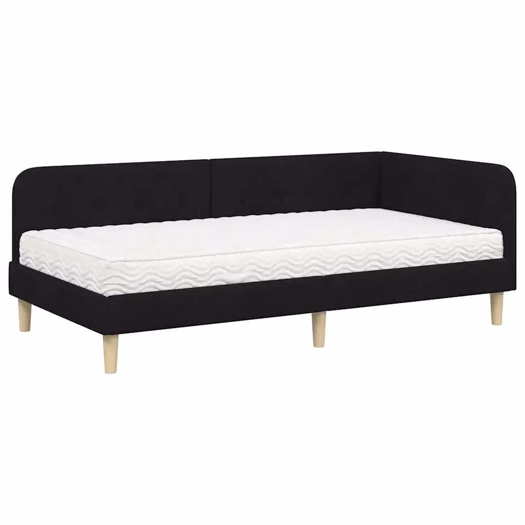 vidaXL Cornice del letto ad angolo con chaise longue asimmetrica, Nero, L/P/H: 204 x 140 x 94 cm – 2