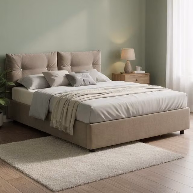 Letto Matrimoniale Artrax Talamo Italia con Contenitore a Alzata, Grigio, L/P: 160 x 200 cm