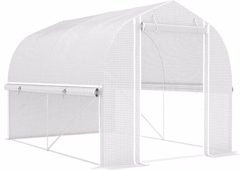 Serra in plastica 3 x 2 x 2 m con 4 finestre e una porta, pareti laterali avvolgibili, tunnel in plastica resistente ai raggi UV per la coltivazione dei pomodori