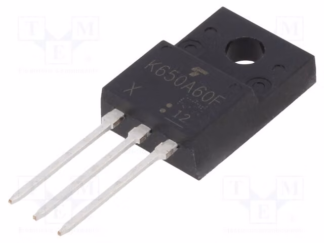 1 x Transistor: MOSFET a canale N, 600V, 11A, corrente di drain continua (Idm): 44A, potenza dissipata: 45W, modello: FP TK650A60F,S4X(S)