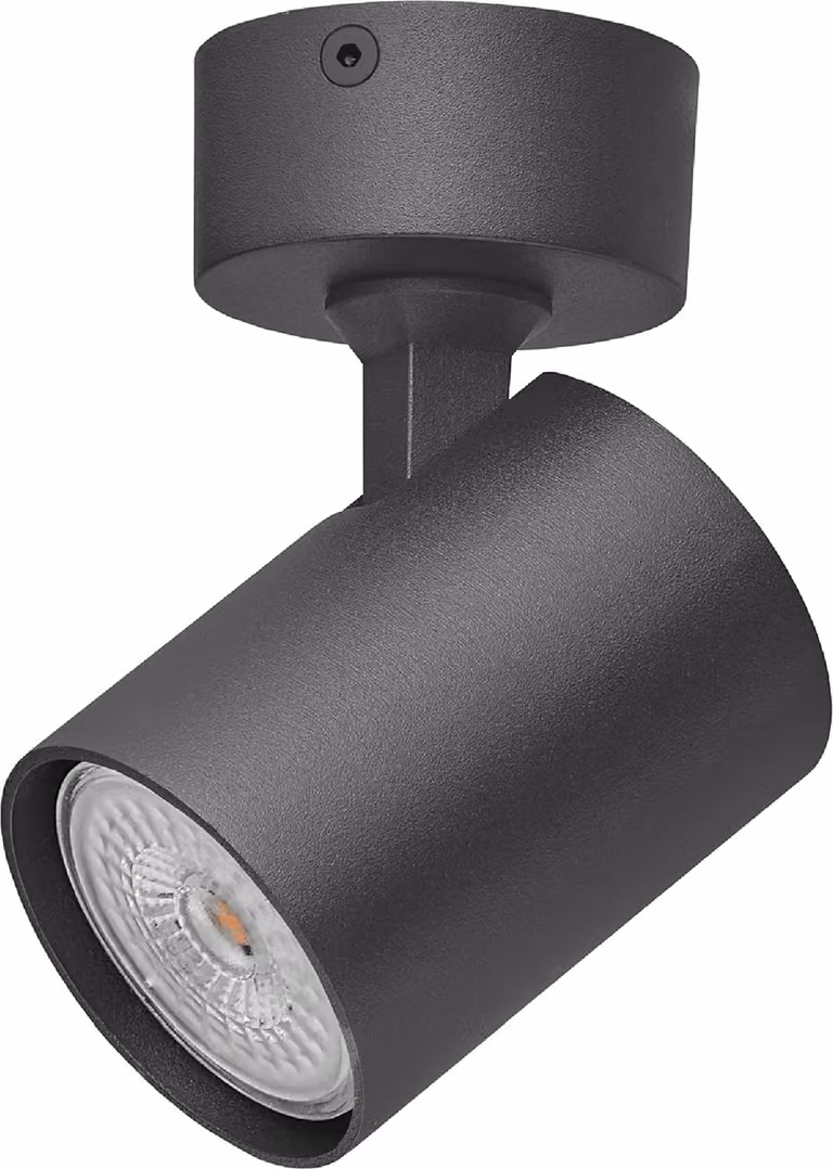 Oktaplex Bora faretto in alluminio con lampadina GU10 dimmerabile in 3 fasi bianco caldo orientabile a 1 fiamma nero