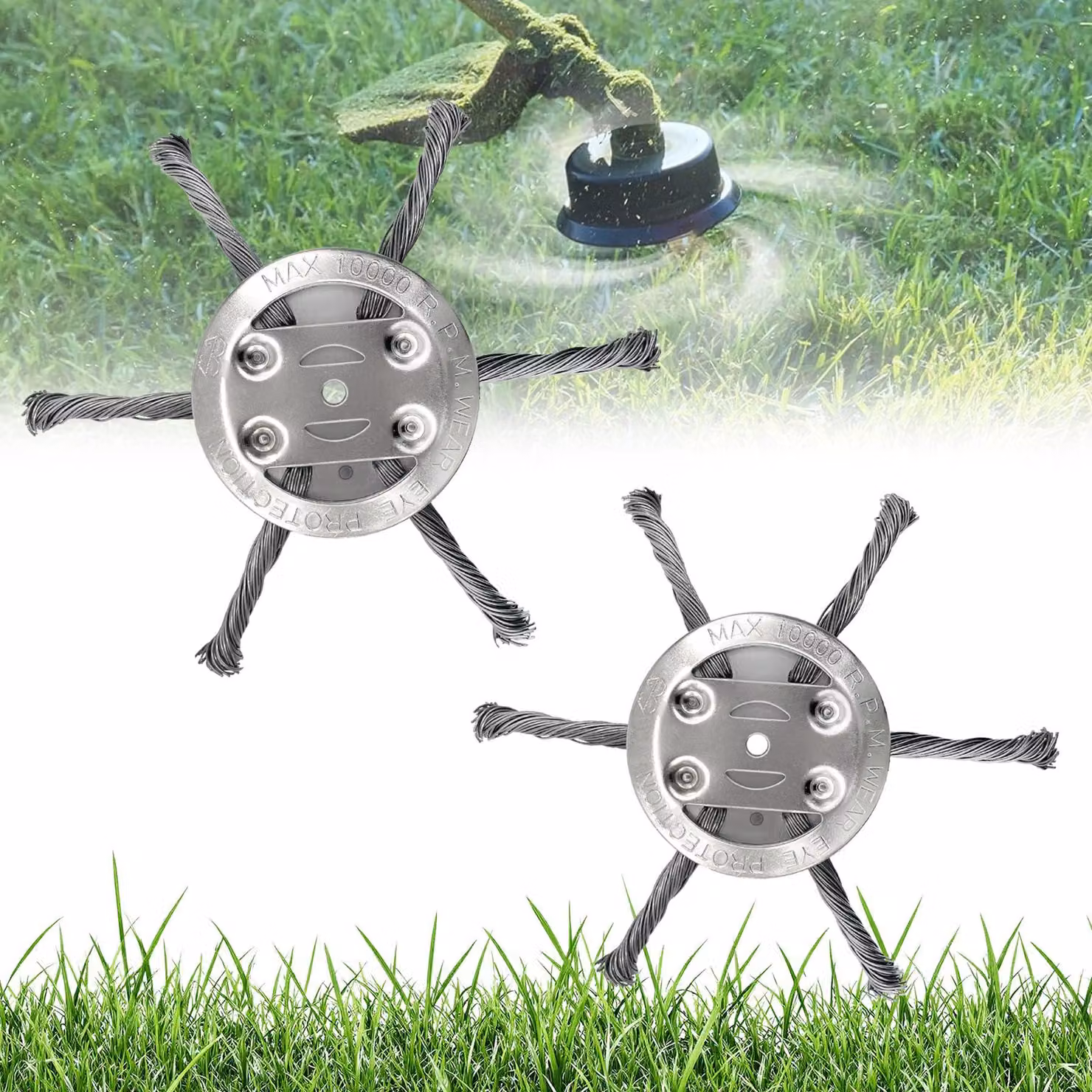 2 teste per decespugliatore, diametro 150 mm, con 6 lame, universali per tagliaerba