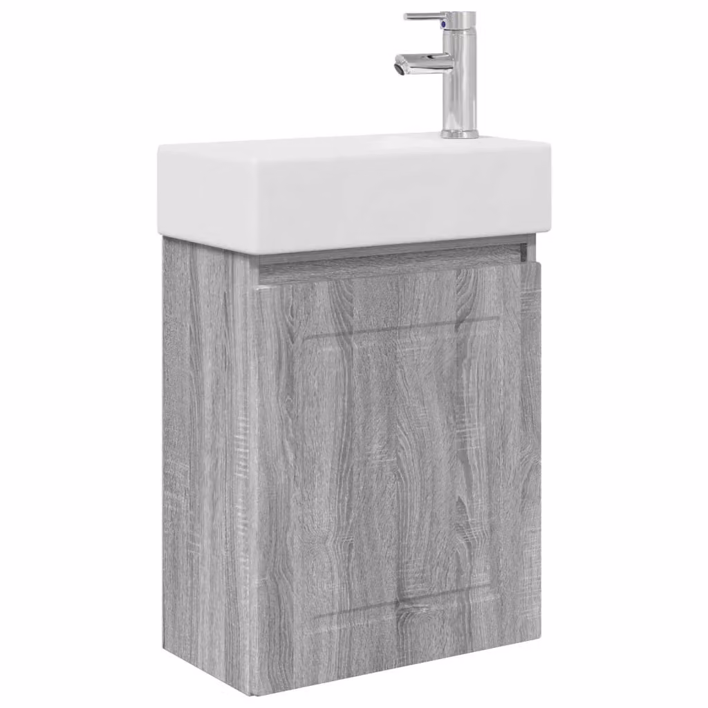 Mobile bagno moderno vidaXL grigio e bianco con rubinetto, L: 45,5 cm, P: 22,5 cm, H: 84 cm – 2