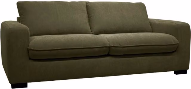 Divano letto a 3 posti Sweeek in ciniglia verde kaki con struttura in legno e materasso 140x200 cm