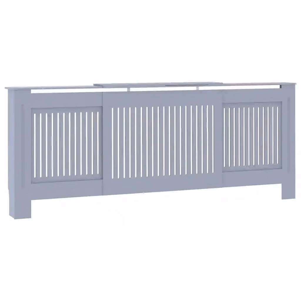 Copertura per radiatore vidaXL in legno multistrato grigio, L: 205 cm, H: 81,5 cm, P: 20,5 cm – 2