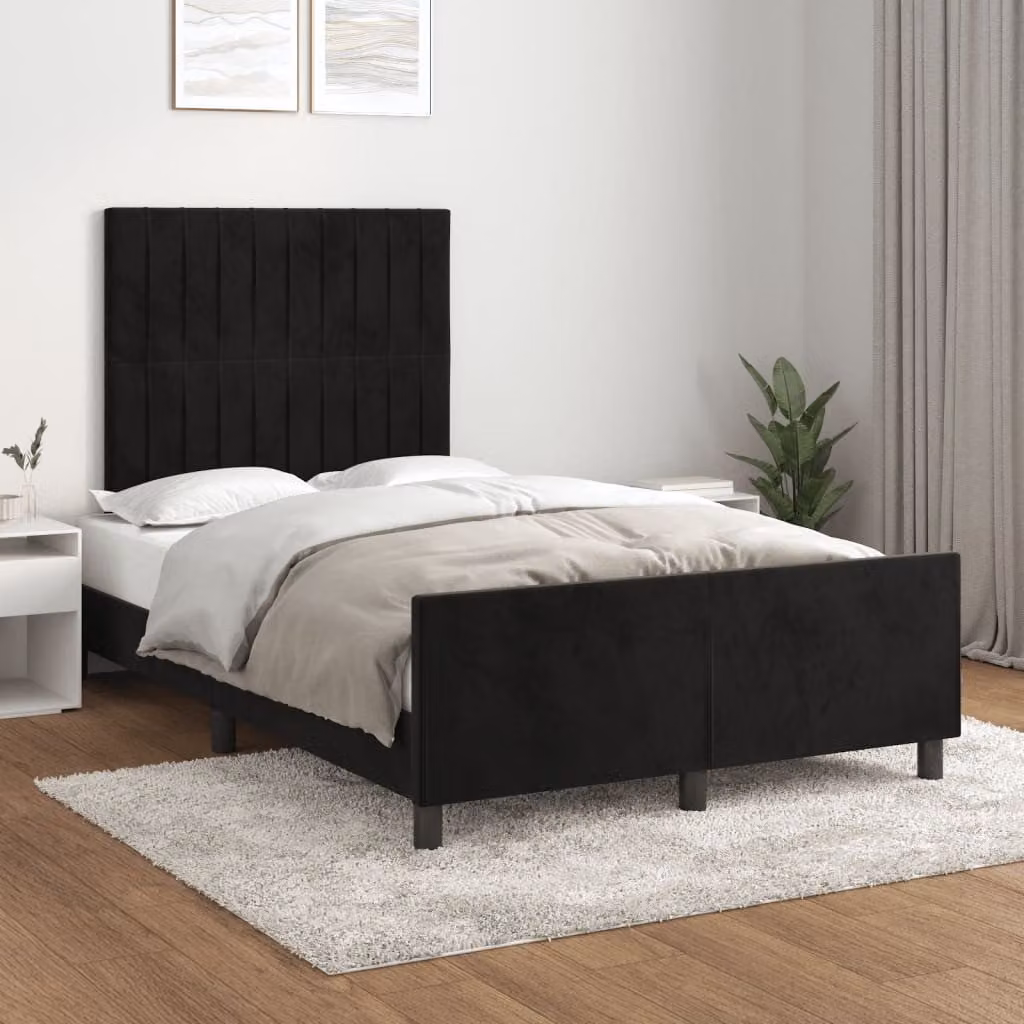 vidaXL Giroletto senza Materasso in Velluto Nero L: 120 cm, P: 200 cm – 1