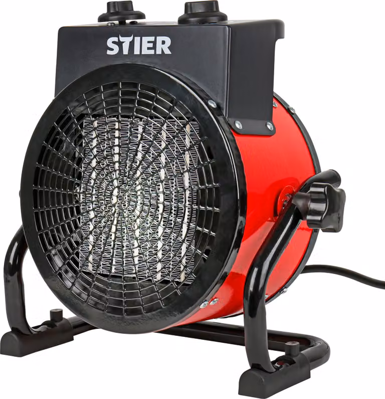 Termoventilatore ceramico STIER 3,0 kW, IP20, con termostato a regolazione continua per la protezione dal surriscaldamento, riscaldatore radiante, riscaldatore per uso interno ed esterno, riscaldatore radiante da cantiere