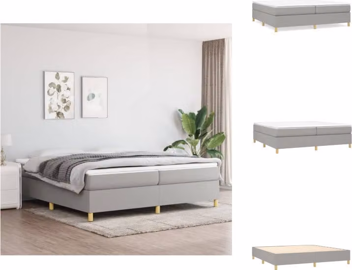 vidaXL Letto a molle insacchettate grigio chiaro 200x200 cm in tessuto - Letti e strutture letto
