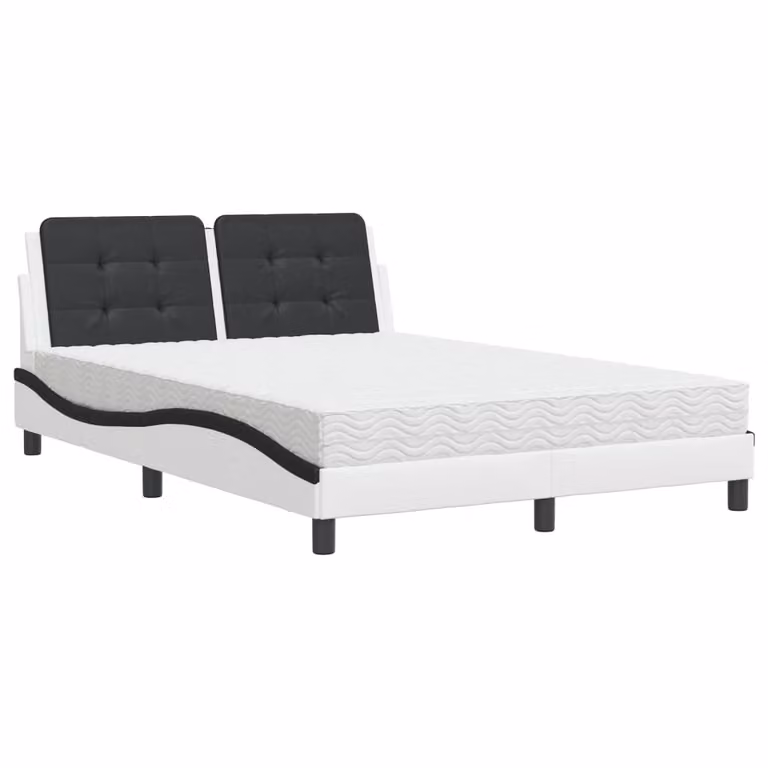 Giroletto senza Materasso Zadar Bianco e Nero 140x190 cm in Pelle finta