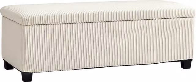 Pouf Contenitore Imbottito in Velluto Zephmum Beige L: 112 cm, P: 42 cm, H: 40 cm