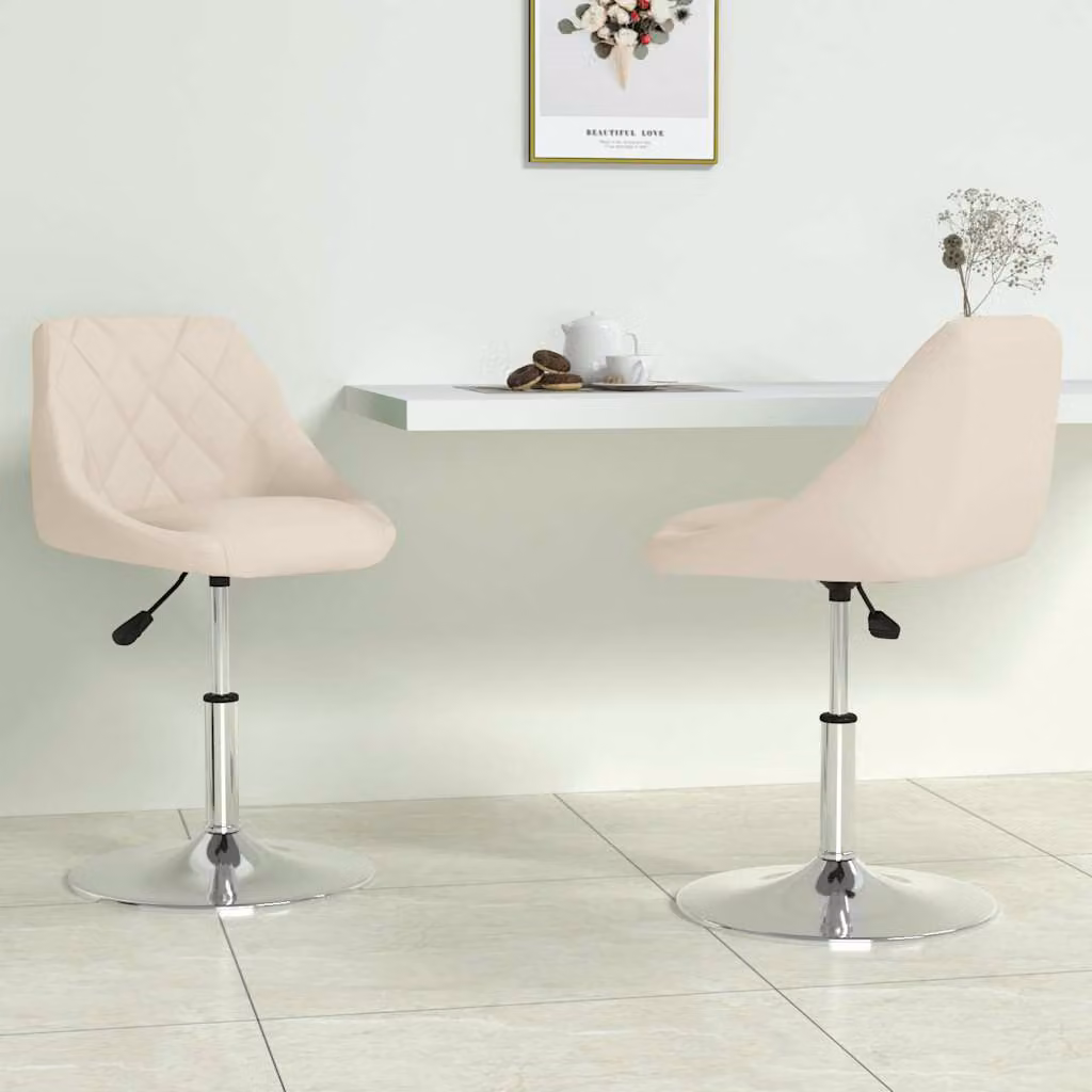 Set di 2 sedie da pranzo girevoli vidaXL in velluto beige per cucina e sala da pranzo