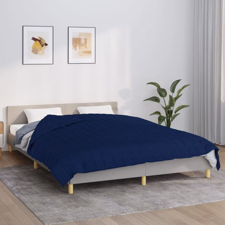 Coperta Ponderata vidaXL Blu in Microfibra e Cotone, L 220 cm x P 230 cm, 15 kg