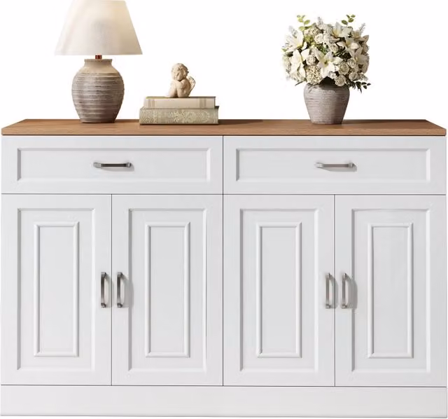 Sideboard con ripiani e Rebounder, venatura del legno naturale