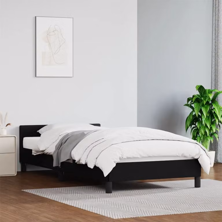 The Living Store Struttura letto con testiera nera 100x200 cm in ecopelle