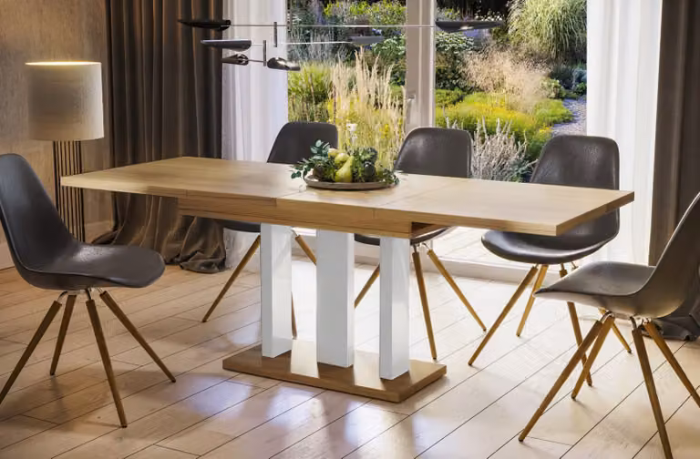 Tavolo da pranzo Endo-Moebel "Appia White" 130cm - 210cm tavolo a colonna allungabile tavolo da cucina (rovere naturale)