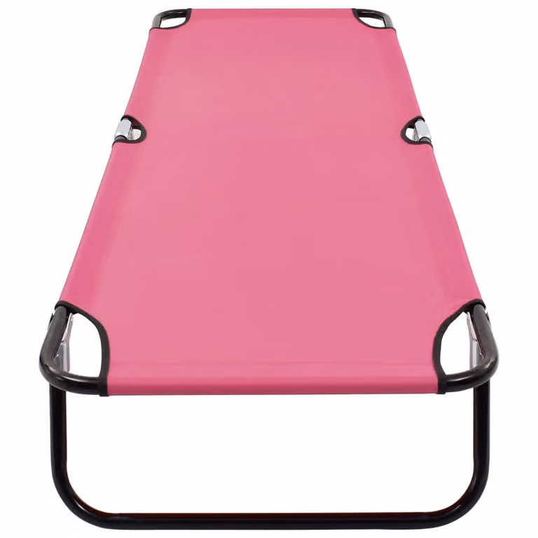 Lettino Prendisole Pieghevole in Acciaio Rosa