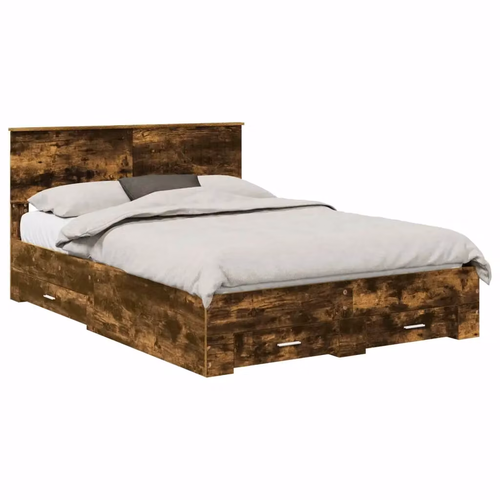 Giroletto per letto Design In in legno multistrato color rovere fumè con cassetti, L/P/H: 140 x 190 x 90 cm – 2