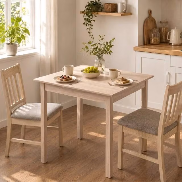 Tavolo da pranzo quadrato REDOM in legno di pino naturale, colore beige e marrone, L/P/H: 75 x 75 x 76 cm
