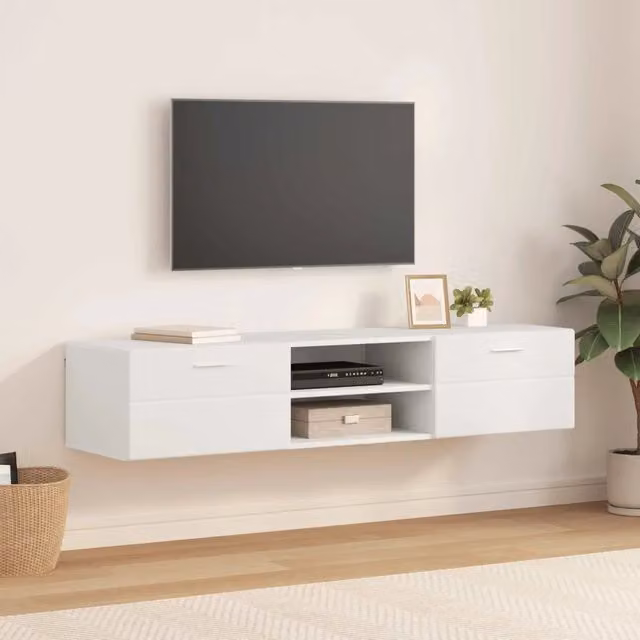 Armadio moderno vidaXL in legno MDF bianco L: 150 cm, P: 39 cm, H: 30 cm