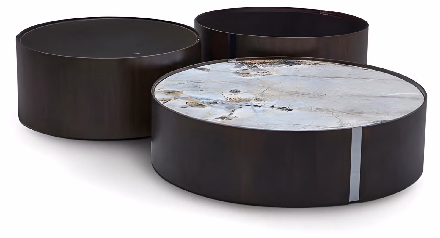 Schwarzes Metall Couchtisch-Set modern eleganter Wohnzimmertisch