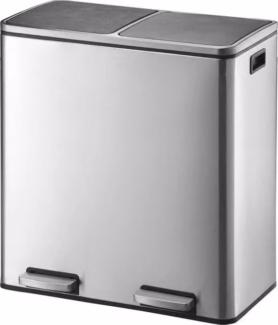 Emmesso Cucina da 60L con Pedale per Selezione Rifiuti - Grande Capacità, Forma Rettilinea in Acciaio Inossidabile