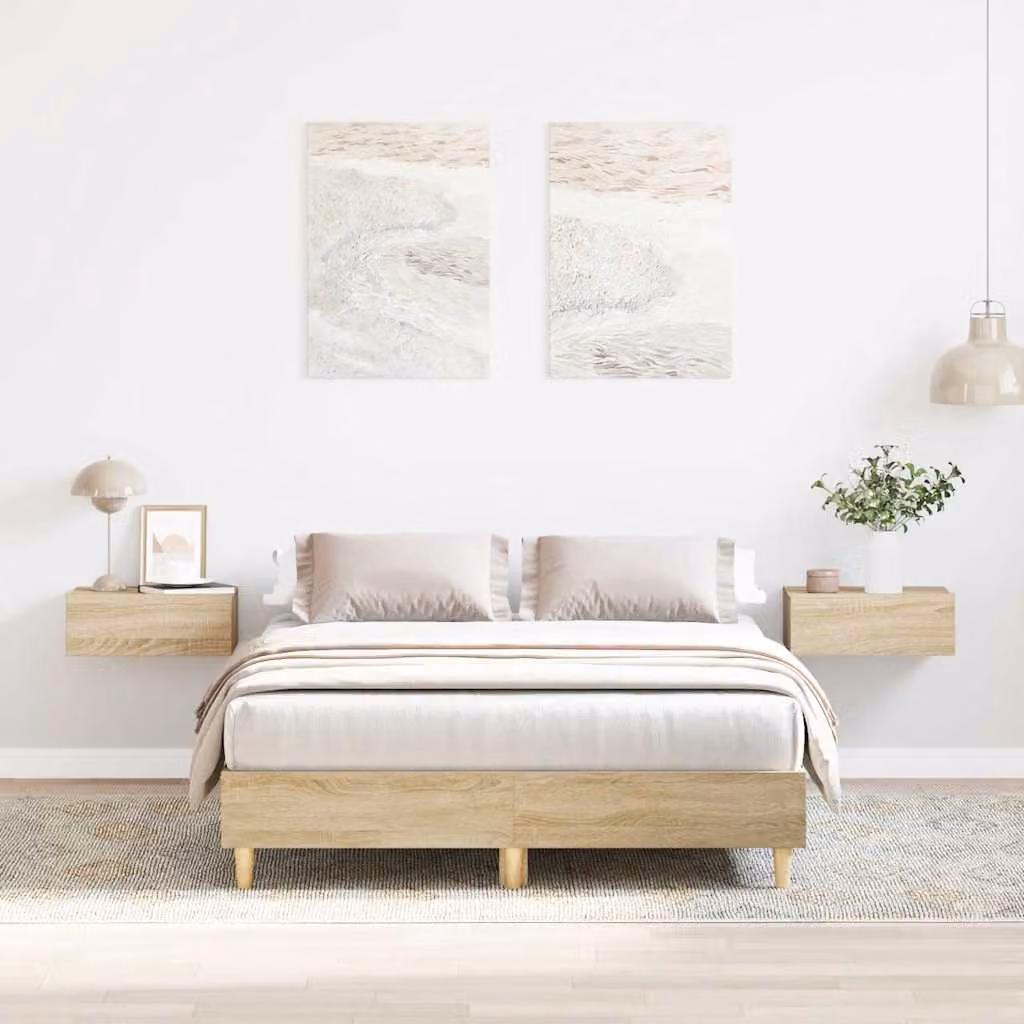 Giroletto vidaXL in legno e MDF color Rovere Sonoma con doghe piatte, L/P/H: 120 x 193 x 25 cm
