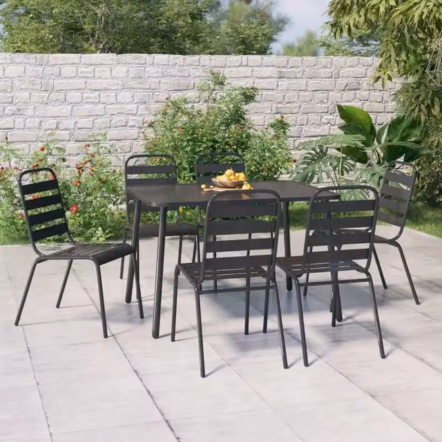 Set da Pranzo da Giardino 7 pz in Acciaio Antracite 3187992