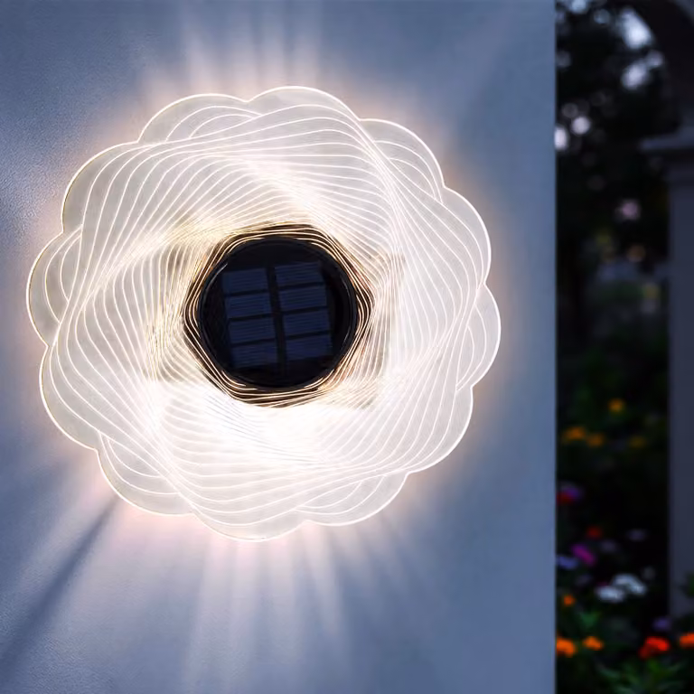 2.06 Applique solare rotonda - circa Ø 18,5 cm x 4 cm - 12 LED bianco caldo