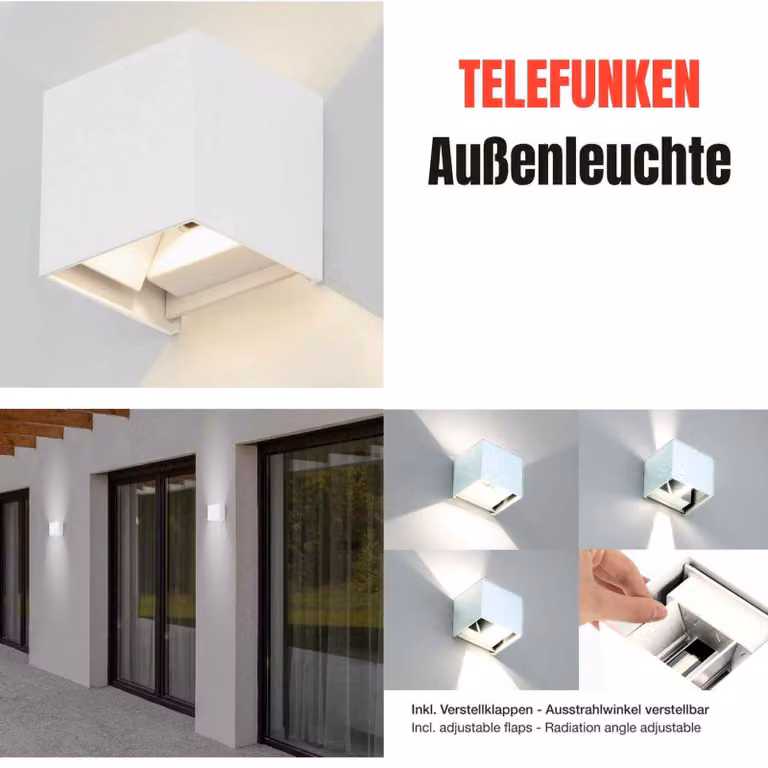 Applique da esterno a LED Lampada da esterno in metallo IP44 4000K 7W Bianco Telefunken