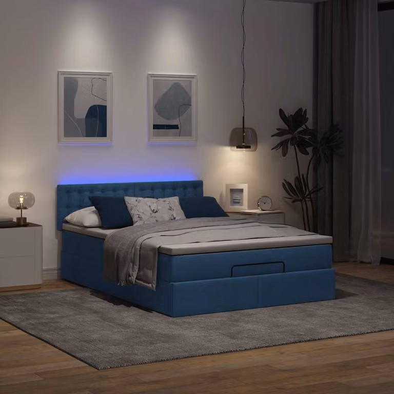 Maison Exclusive - Pouf Letto con Materasso e LED Blu 140x190 cm