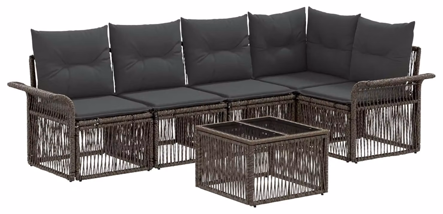 Set Divano da Giardino 6 pcs Grigio polyrattan