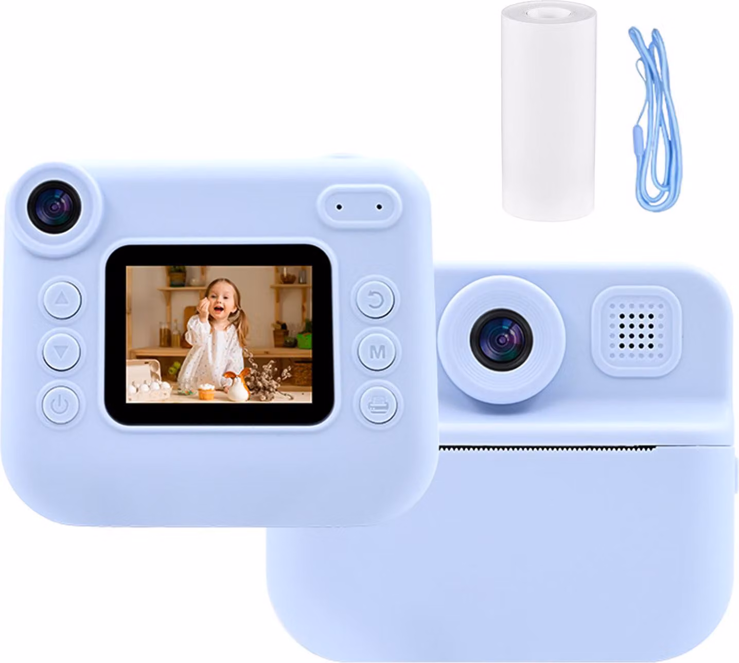Fotocamera istantanea per bambini, 1080P, video digitale, per bambini dai 3 anni in su, schermo da 2,0 pollici, per bambini piccoli, viaggi, ragazzi e ragazze, con carta, blu