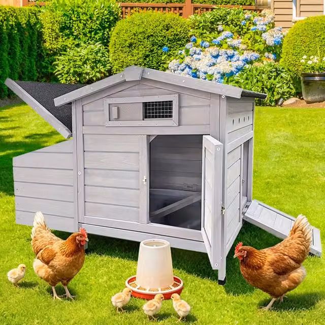 Gabbia per galline Rialzata REDOM in legno Grigio Chiaro L: 72 cm, P: 60 cm, H: 25,5 cm