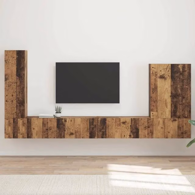 Set di Mobiletto da TV a Parete 6 pz Legno vecchio 3408959