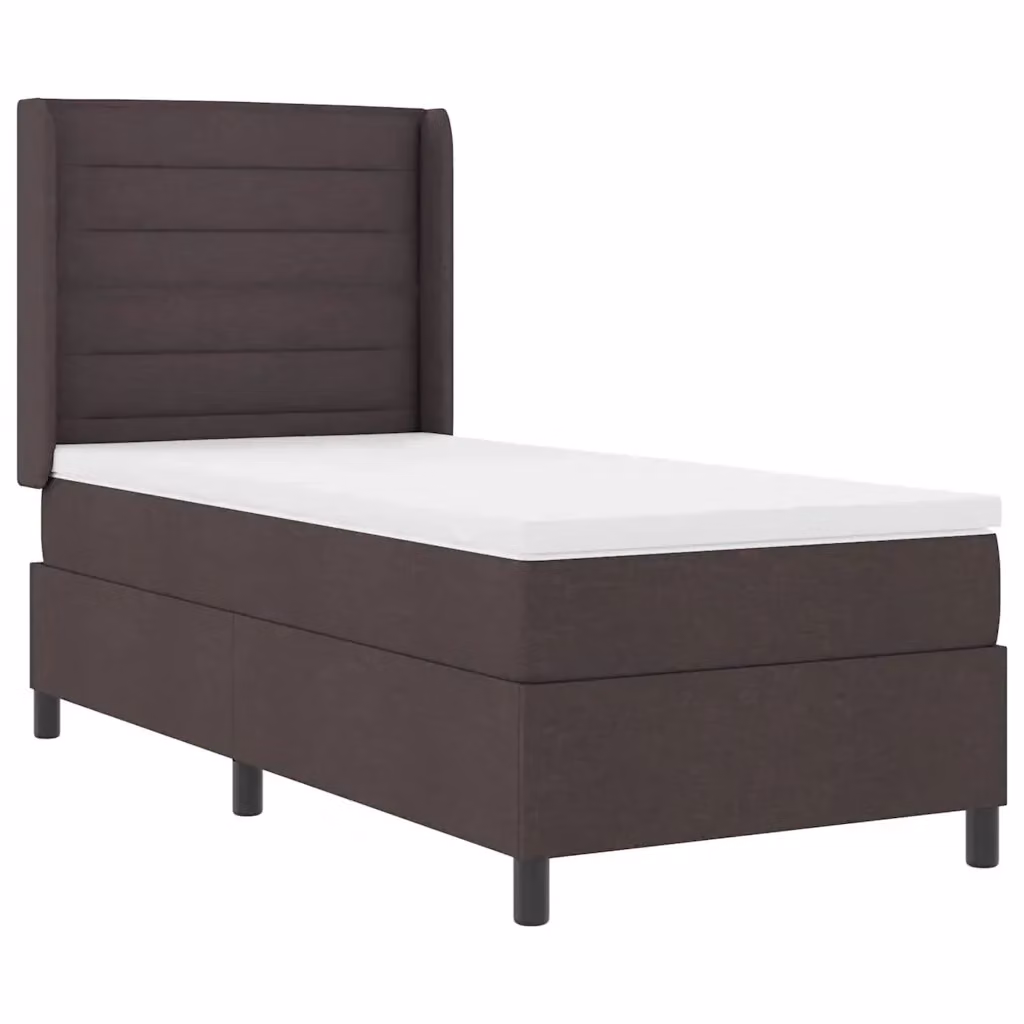 Letto moderno vidaXL con molle a sacchetto e illuminazione LED sottostante, rivestimento in tessuto marrone, L 200 x P 100 x H 128 cm – 2