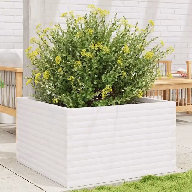 Fioriera da giardino Videx in legno massello di pino bianca L/P/H: 80 x 80 x 46 cm