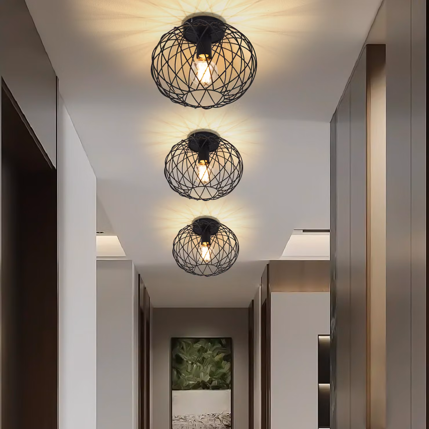ZMH Plafoniera 1 Lampada da soffitto a fiamma Lampada d'epoca per corridoio Metallo nero E27 Paralume retrò rotondo Industriale per corridoio Corridoio Soggiorno Camera da letto Cucina Senza lampadina Max.40W