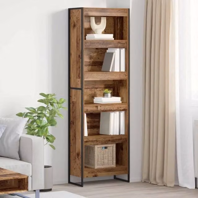 Armadio per Libri Industrial vidaXL in Legno e Metallo, Marrone, L: 60 cm, P: 30 cm, H: 189,5 cm