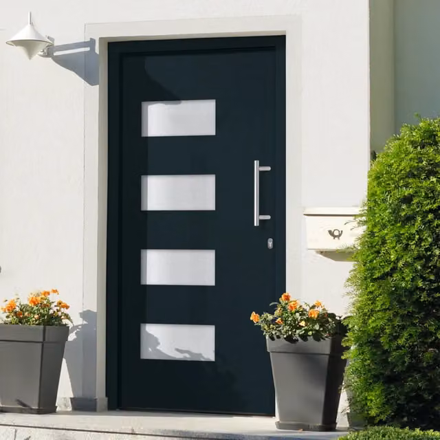 Porta d'Ingresso Moderna vidaXL in Alluminio e PVC Colore Antracite L: 100 cm, H: 210 cm – 1