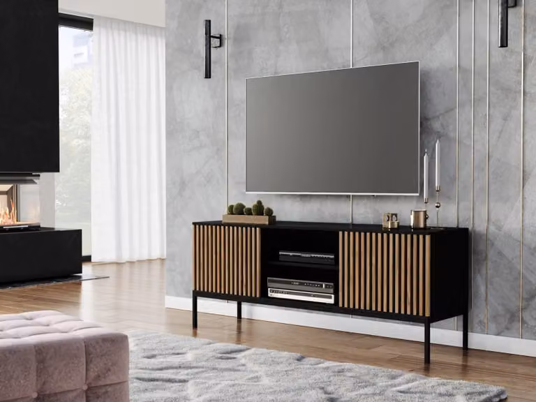 Mobile porta TV PHAEDRA - nero / rovere artigianale