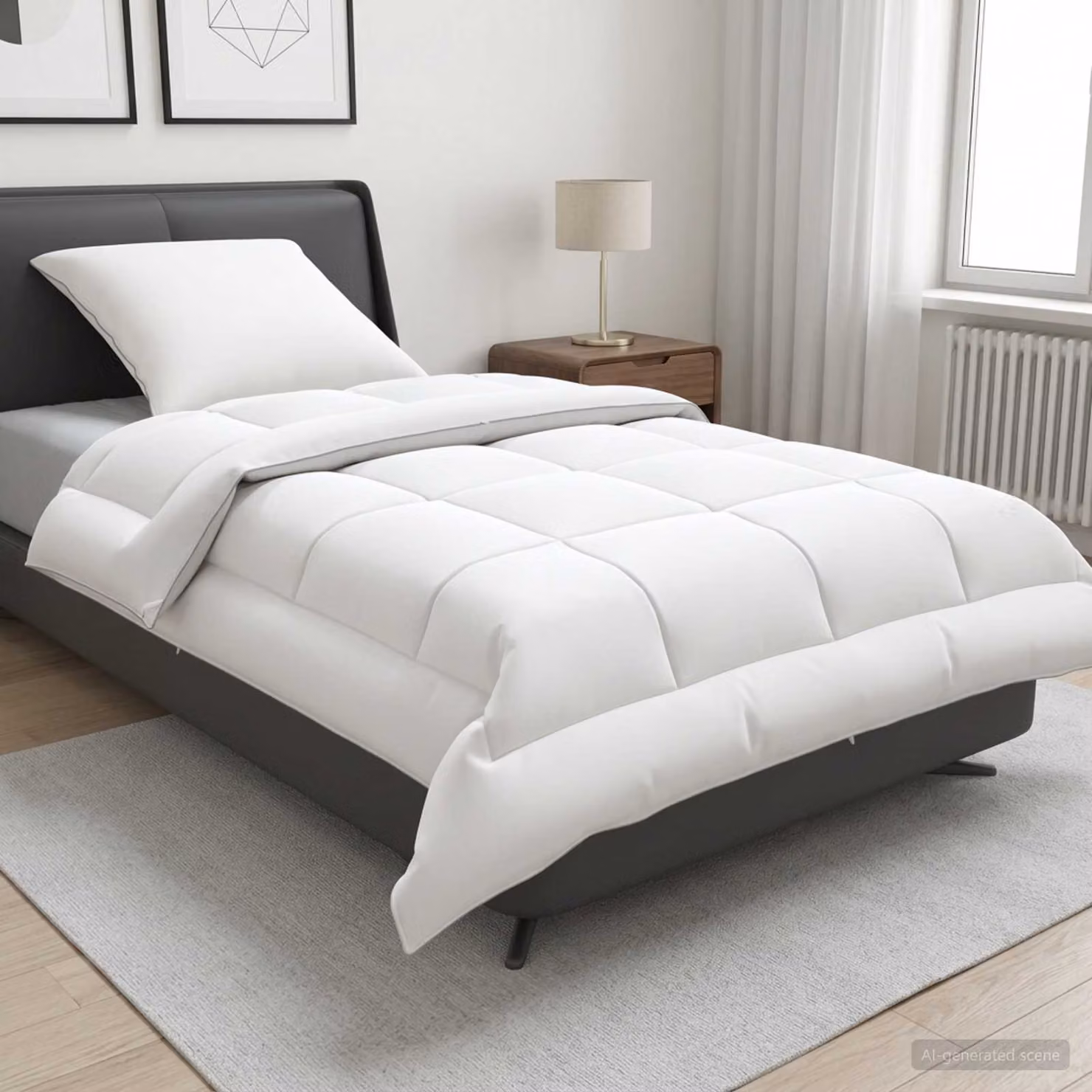 Set di piumone e cuscini 2 pz vidaXL in lana e cotone bianco per estate, L 137 x P 200 cm