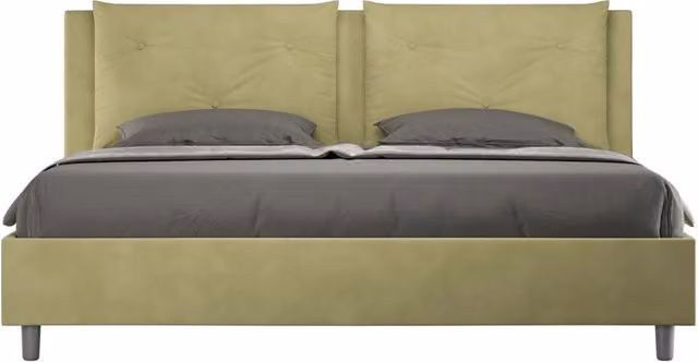 Letto matrimoniale king size senza rete imbottito 170x190 microfibra tè verde Appia