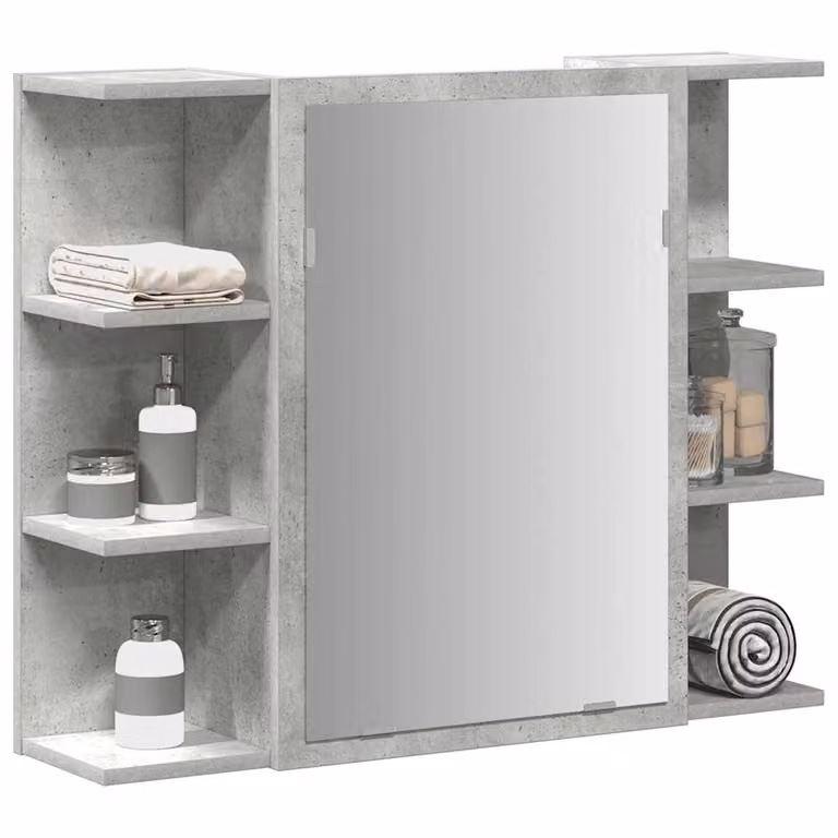 Mobile bagno con specchio vidaXL in stile moderno, colore grigio cemento, L 80 cm x P 20,5 cm x H 64 cm