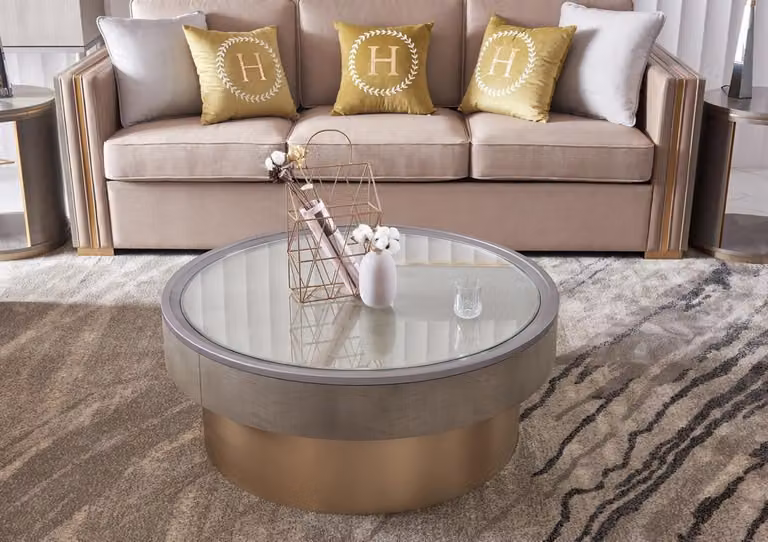 Runder Design Couchtisch Glas Rundtisch Beistell Tische Runde Sofa Luxus Tisch