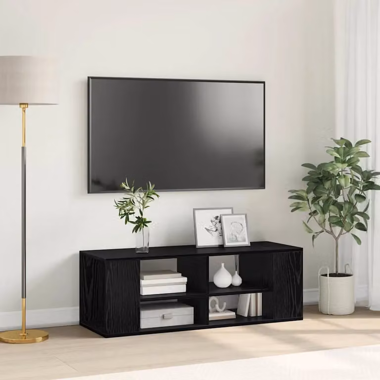 Set mobile TV moderno vidaXL in legno ingegnerizzato Rovere e Nero L/P/H: 102 x 35 x 35 cm