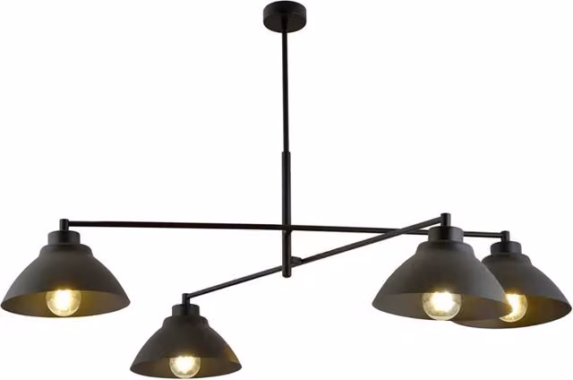 Lampadario Minimal Gemini Acciaio Nero 4 Luci E27