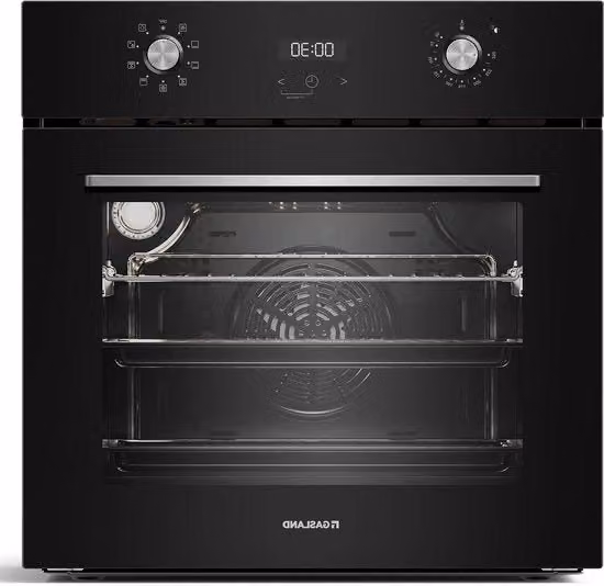 Forno a incasso a gas Gorenje ES609321DGB da 70L con 9 funzioni, vetro a triplo strato e carrello, colore nero e argento