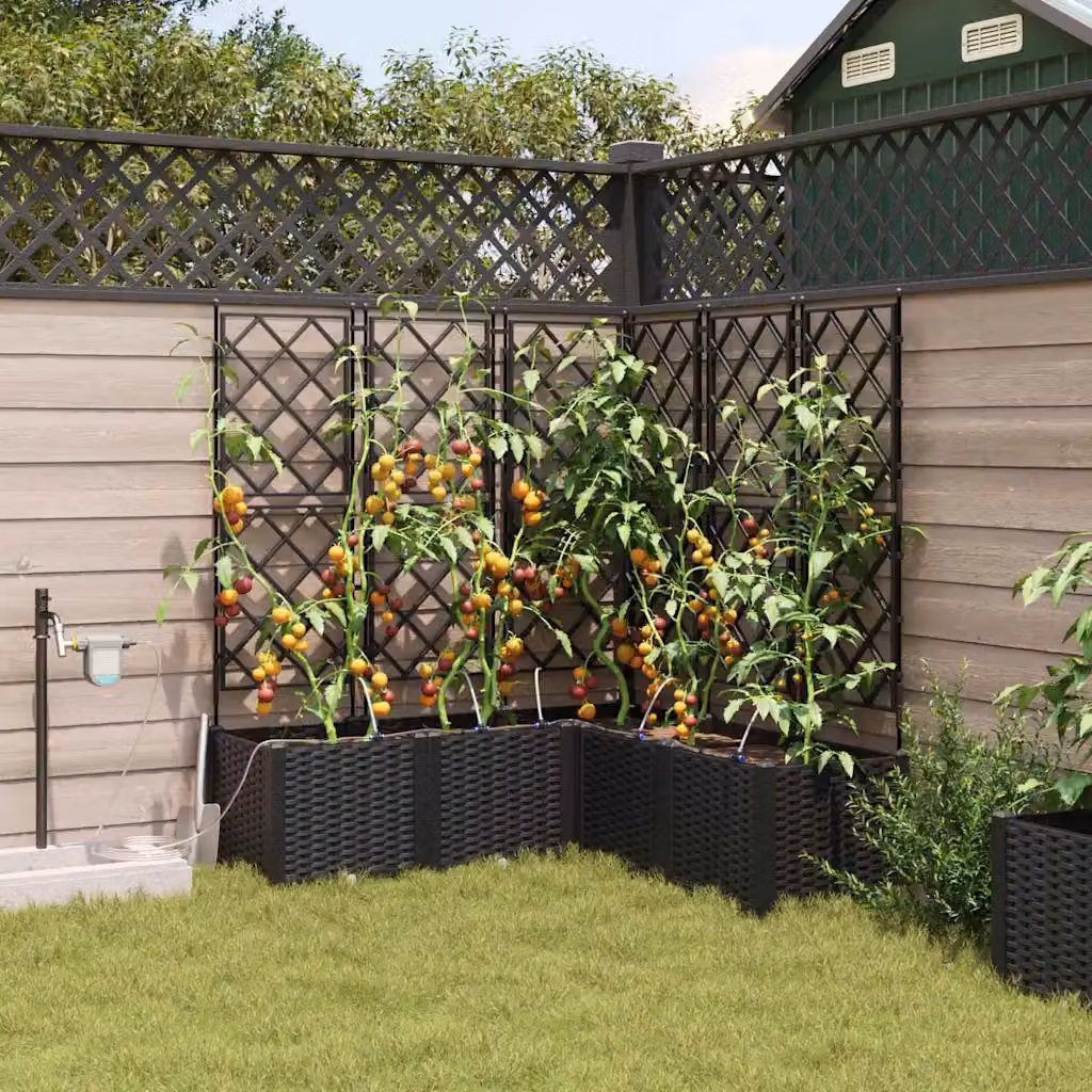 Set di 5 vasi da giardino vidaXL in plastica neri L/P/H: 120 x 120 x 142 cm
