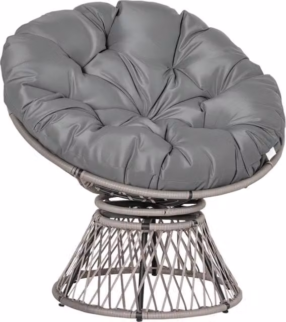 Poltrona da giardino girevole Minimal in rattan e plastica grigio L 97 cm x P 86 cm x H 87 cm