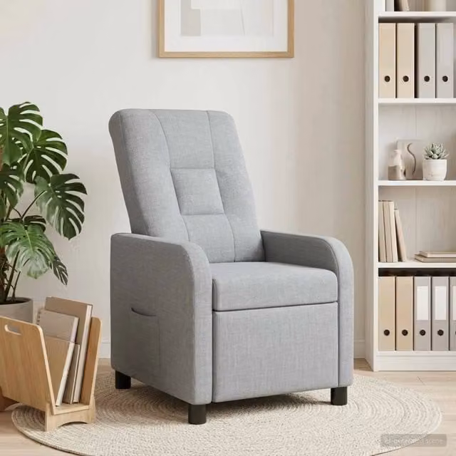 Poltrona reclinabile relax in tessuto grigio con braccioli e struttura moderna – 1